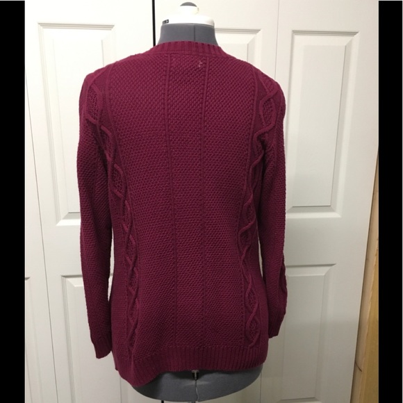 Burgundy cardigan sweater. - Picture 3 of 6